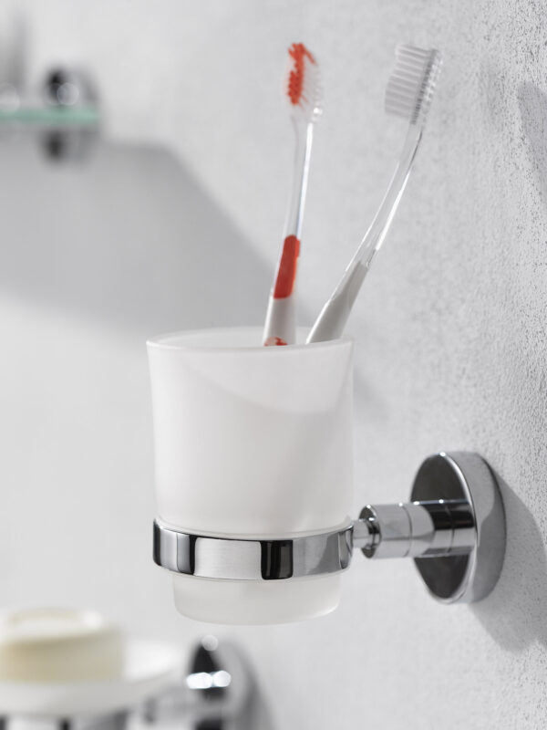 Kosmos Glass Toothbrush Holder Chrome