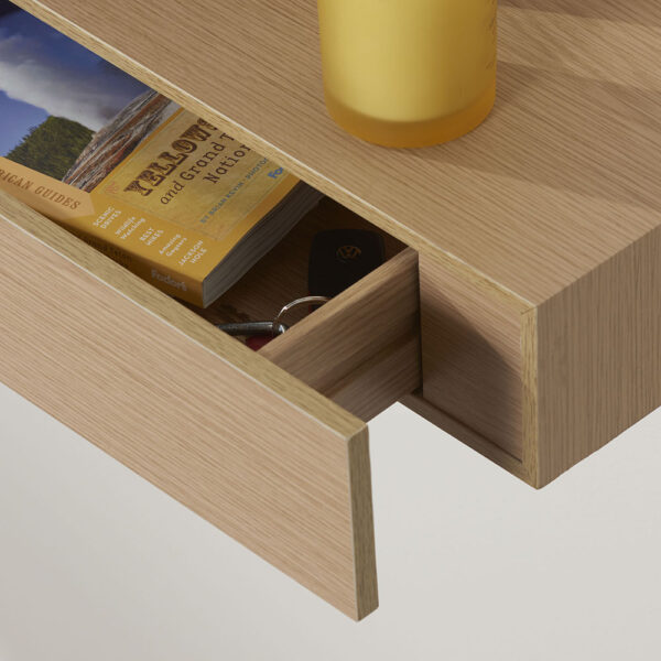 Floating Shelf with Drawer Oak 19" x 10" - Image 2