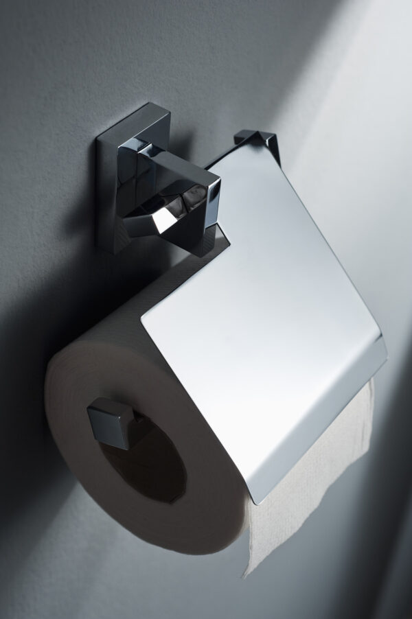 Edge Toilet Roll Holder with Cover Chrome