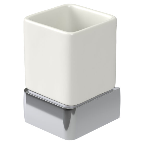 Aline Toothbrush Holder White with Polished Chrome