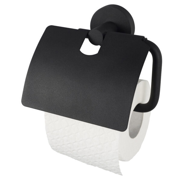 Kosmos Toilet Roll Holder with cover Black - Image 2
