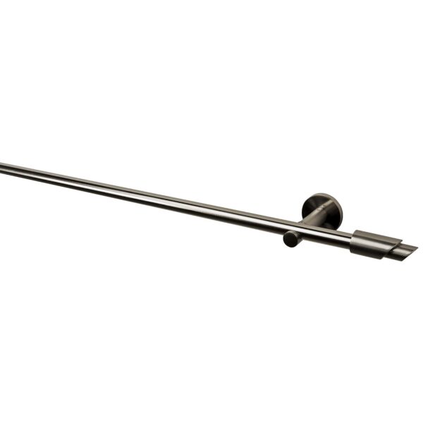 Intensions Brushed Nickel 63 Inch Single Metal Curtain 20mm Rod Kit with Salt and Pepper Finials and Open Brackets