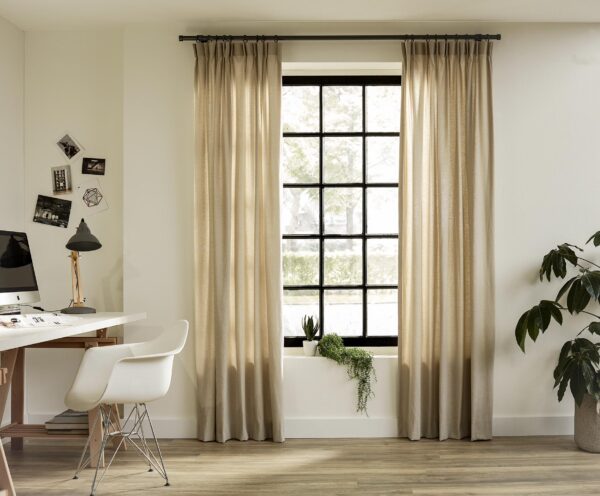 Intensions Anthracite 95 inch Single Curtain Rod Kit with Cap Finials with Adjustable Brackets and Rings - Image 2