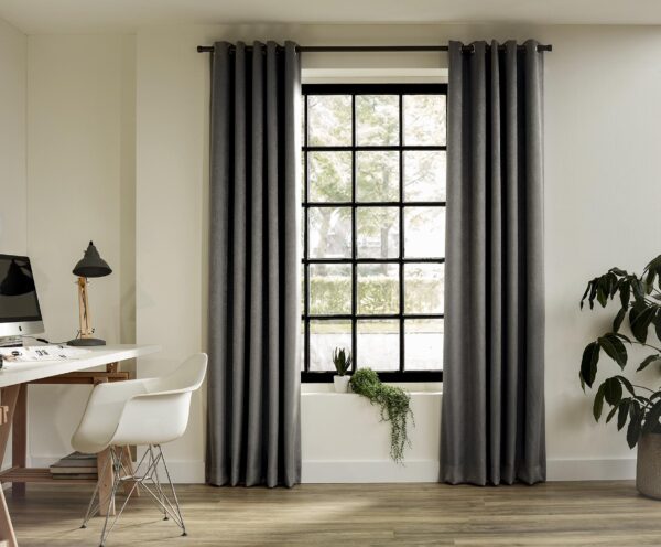 Intensions Anthracite 95 inch Single Curtain Rod Kit with Cap Finials with Adjustable Brackets - Image 2