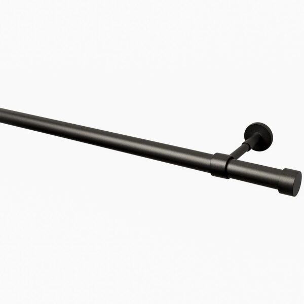 Intensions Anthracite 95 inch Single Curtain Rod Kit with Cap Finials with Adjustable Brackets