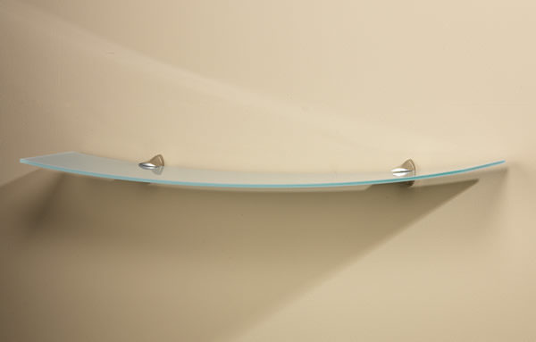 Crescent Glass Wall Shelf with Subtle Bow Curved Design