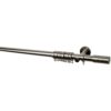 Intensions Brushed Nickel 95 Inch Single Metal Curtain Rod Kit with Cylinder Finials, Open Brackets and Rings