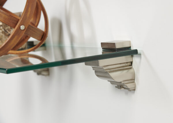 Wallscapes 8" x 24" Capri Clear Glass Shelf Kit with Crowne Brackets - Image 2