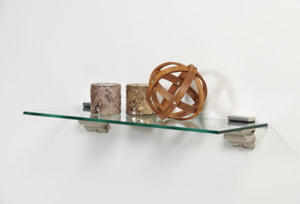 Wallscapes 8" x 24" Capri Clear Glass Shelf Kit with Crowne Brackets