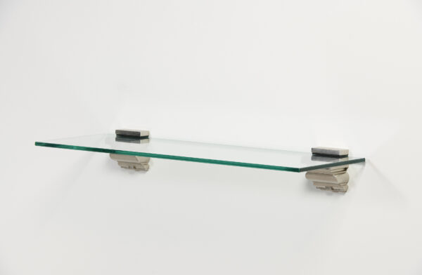 Wallscapes 8" x 24" Capri Clear Glass Shelf Kit with Crowne Brackets - Image 3
