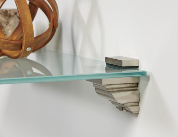 Wallscapes 8" x 36" Capri Glass Shelf Kit with Crowne Brackets - Image 3