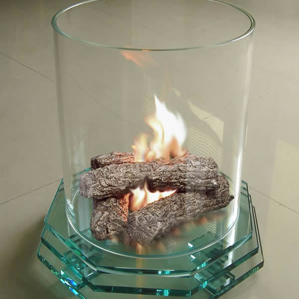 Firenze Glass Fireplace with Octagon Base