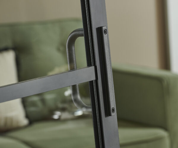French Glass Barn Door with Black Aluminum Frame 42x84 - Image 7