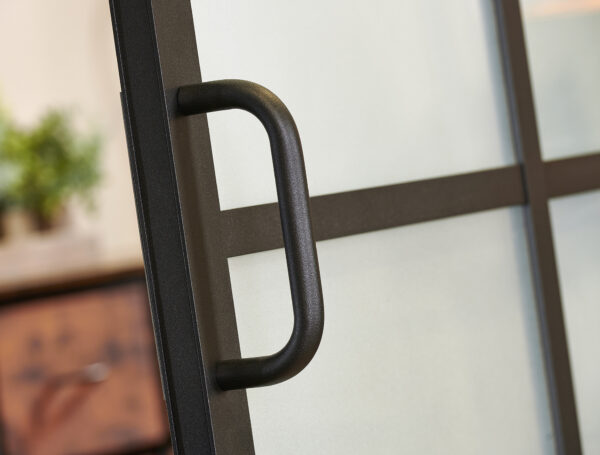 French Glass Barn Door with Black Aluminum Frame 42x84 - Image 3