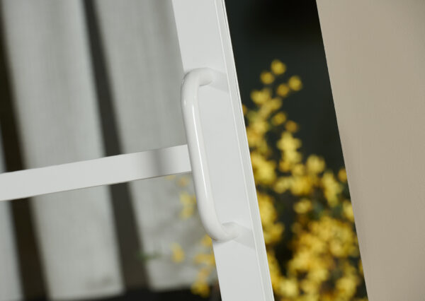 French Glass Barn Door with White Aluminum Frame 42x84 - Image 4