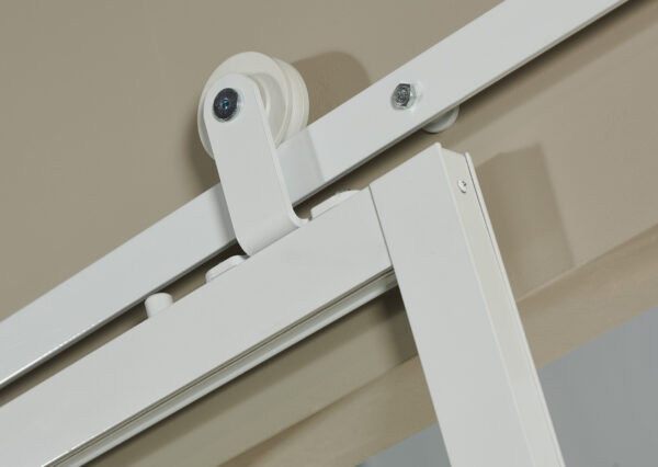 French Glass Barn Door with White Aluminum Frame 42x84 - Image 2