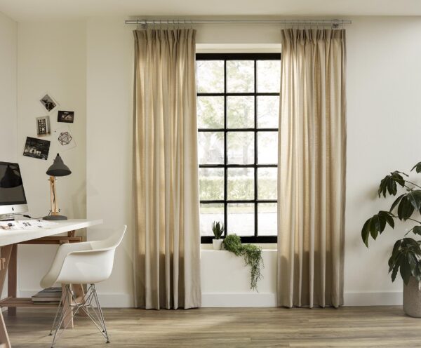 Intensions Galvanized 63 Inch Single Curtain Rod Kit with End Caps, Ceiling Brackets and S Hooks - Image 2