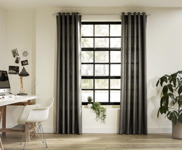 Intensions Galvanized 63 Inch Single Curtain Rod Kit with End Caps and Ceiling Brackets - Image 2
