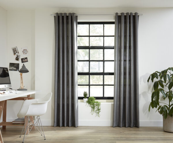 Intensions Galvanized 95 Inch Single Curtain Rod Kit with End Caps and Ceiling Brackets - Image 2