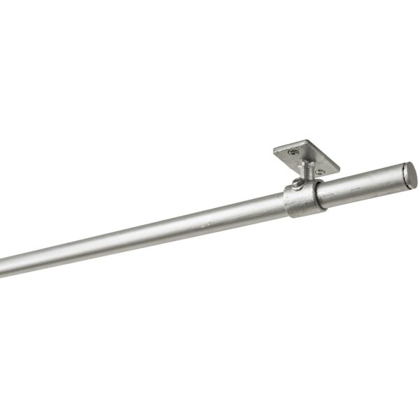 Intensions Galvanized 95 Inch Single Curtain Rod Kit with End Caps and Ceiling Brackets