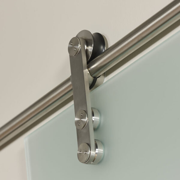 Ice and Contour Glass Barn Door - Track Detail