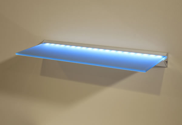 LED Lite Glass Wall Shelving