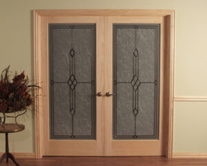 Geometric Frosted Double Passage Door