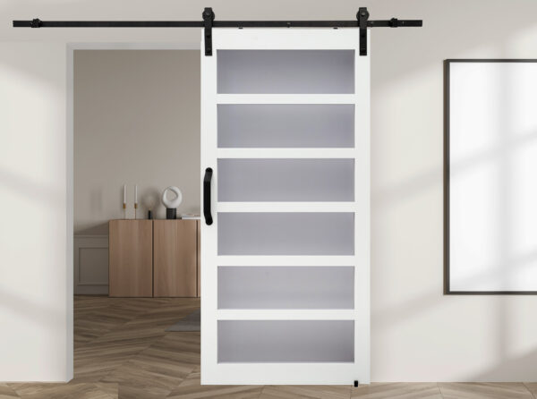 Millbrooke Frosted 6-Panel 42x84 Barn Door Kit