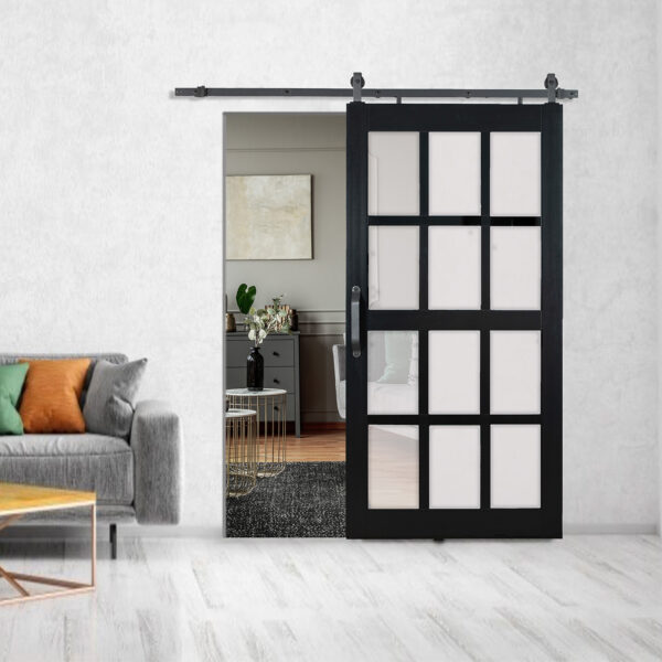 Montana Frosted 12-Lite 36x84 Barn Door Kit