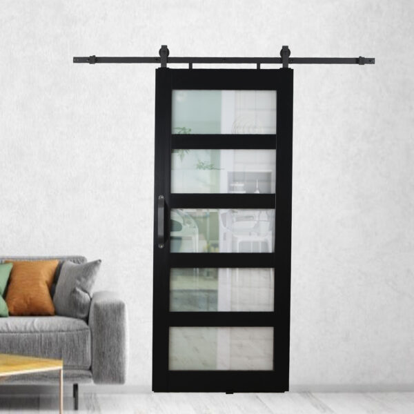 Montana Frosted 5-Panel 36x84 Barn Door Kit - Image 8