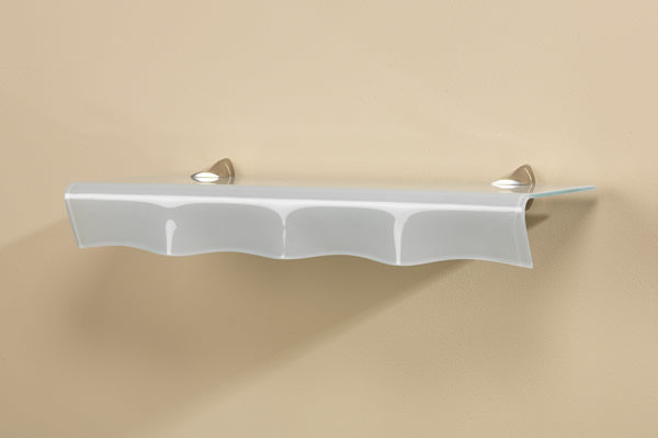 Oyster Opaque Glass Shelf with Extended Curved Lip Design