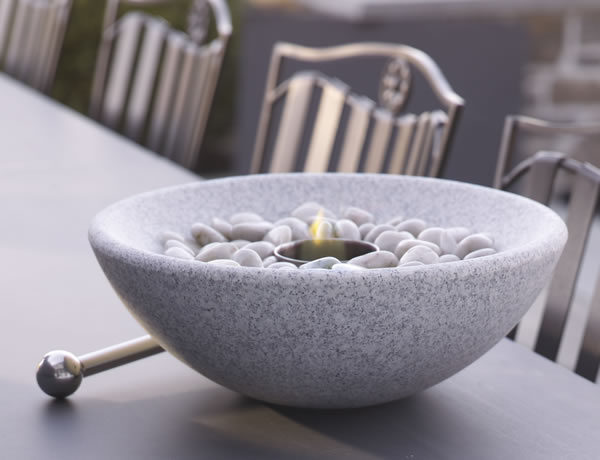 Tabletop Granite Firebowl in Grey or White Granite