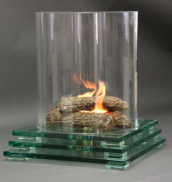 Firenze Glass Fireplace with Square Base