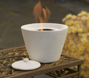 Tabletop Ivory Round Firepot