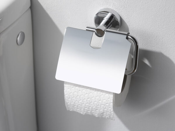 Kosmos Toilet Roll Holder with Cover Chrome